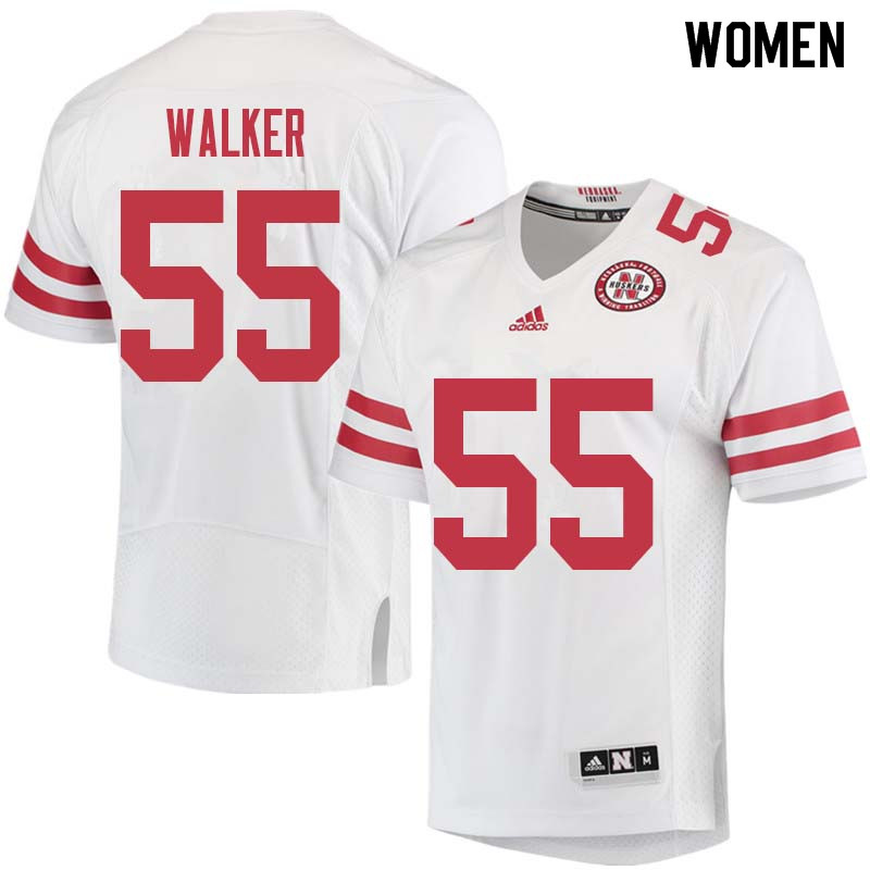 Women #55 Chris Walker Nebraska Cornhuskers College Football Jerseys Sale-White